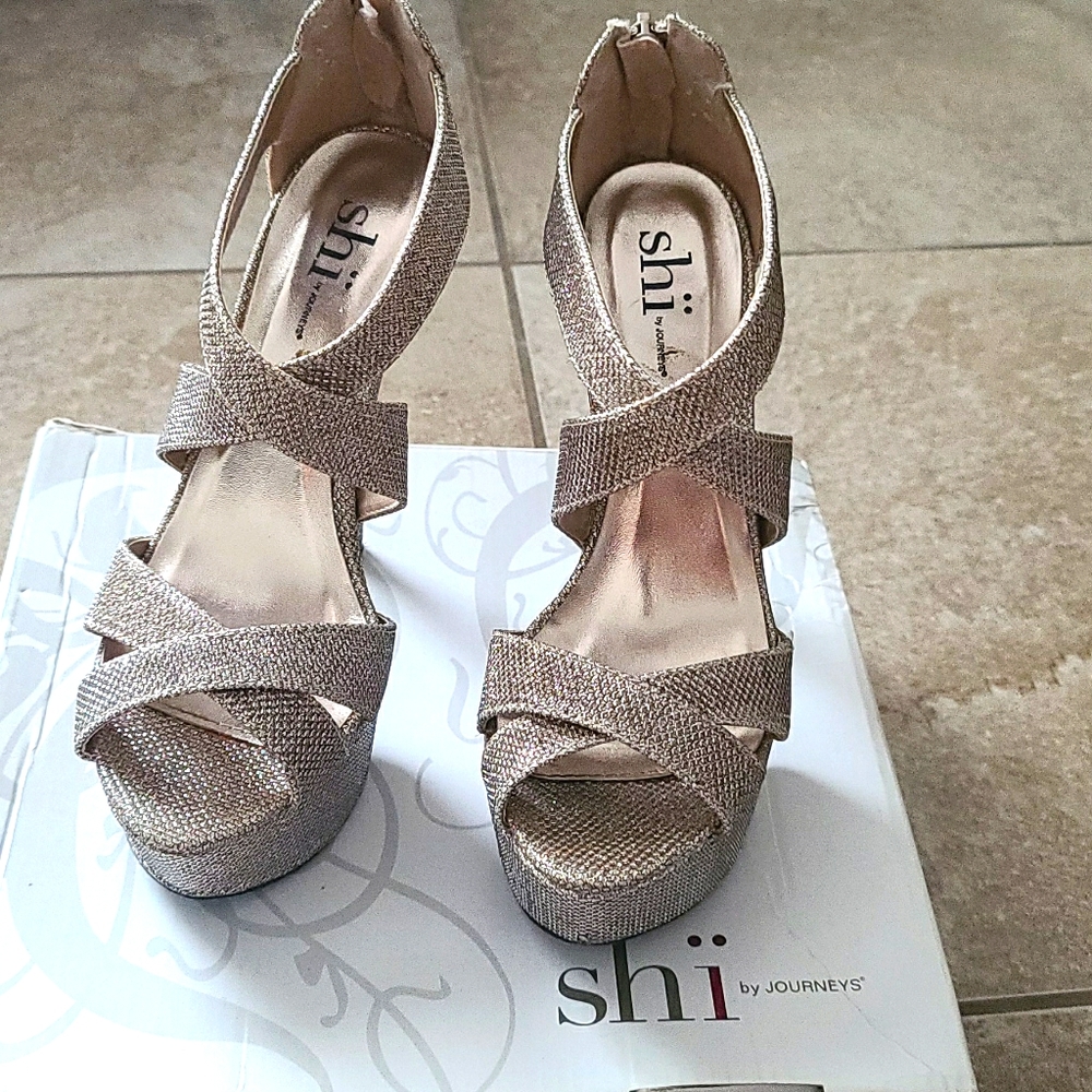 Shi Champagne Platform Heels